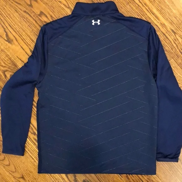 UNDER ARMOUR Navy Blue Cold Gear Quarter Zip Pullover Collared Sweatshirt Sz LG